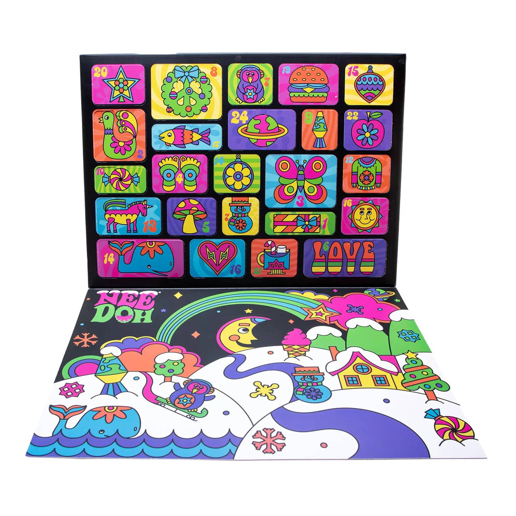 Nee Doh Advent calendar open on a white background.