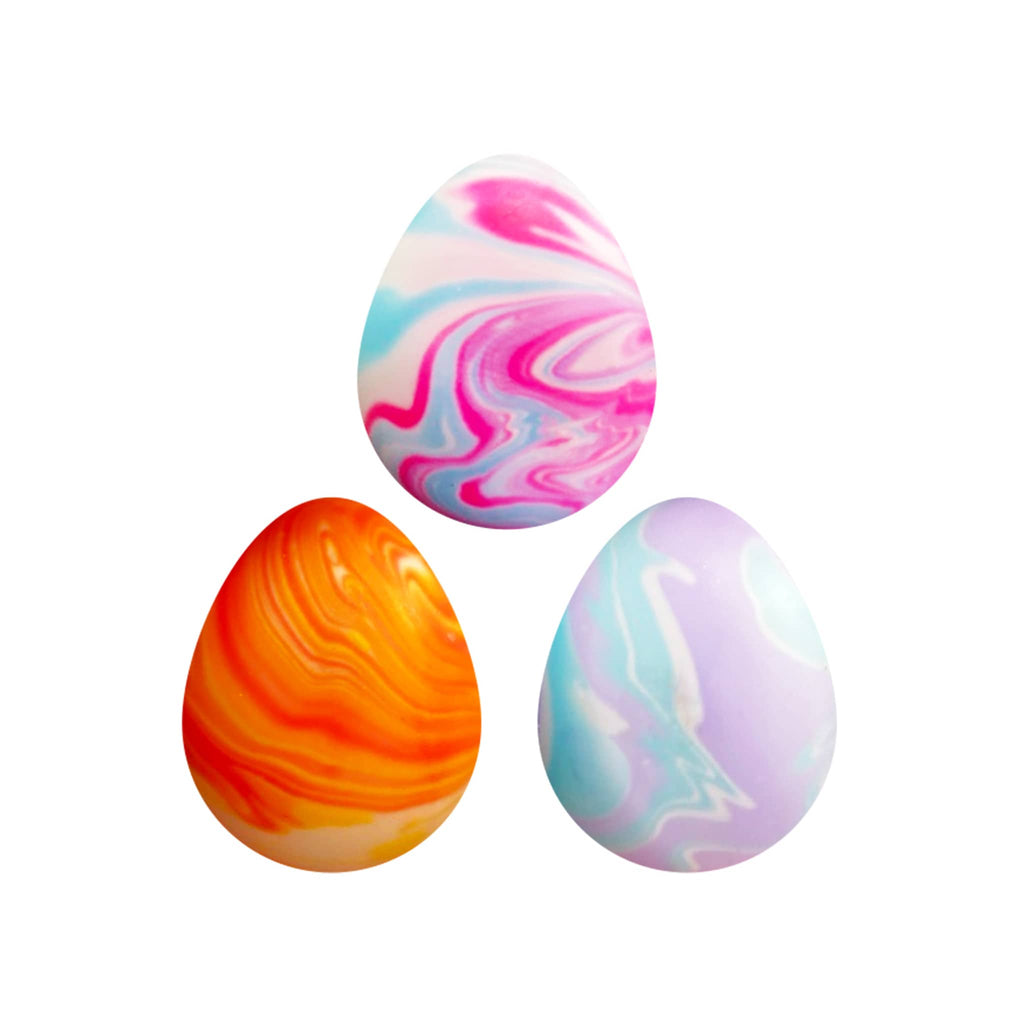 Schylling NeeDoh Swirlie Eggs in 3 assorted colors.