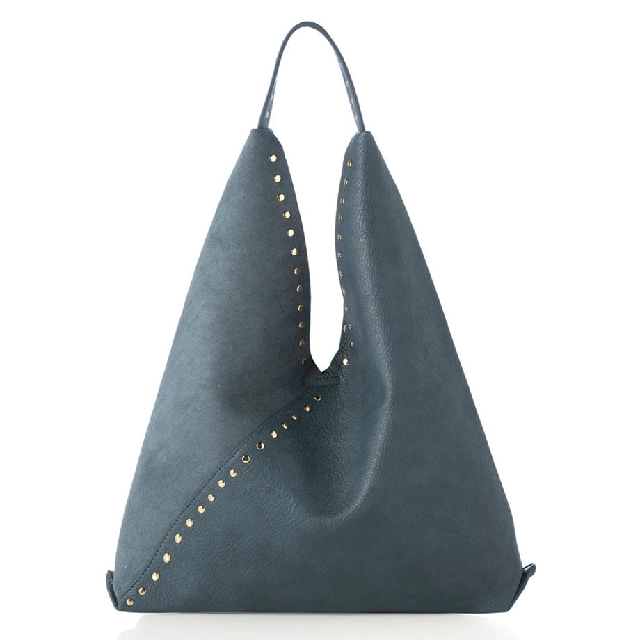 Dark blue suede hobo women bag