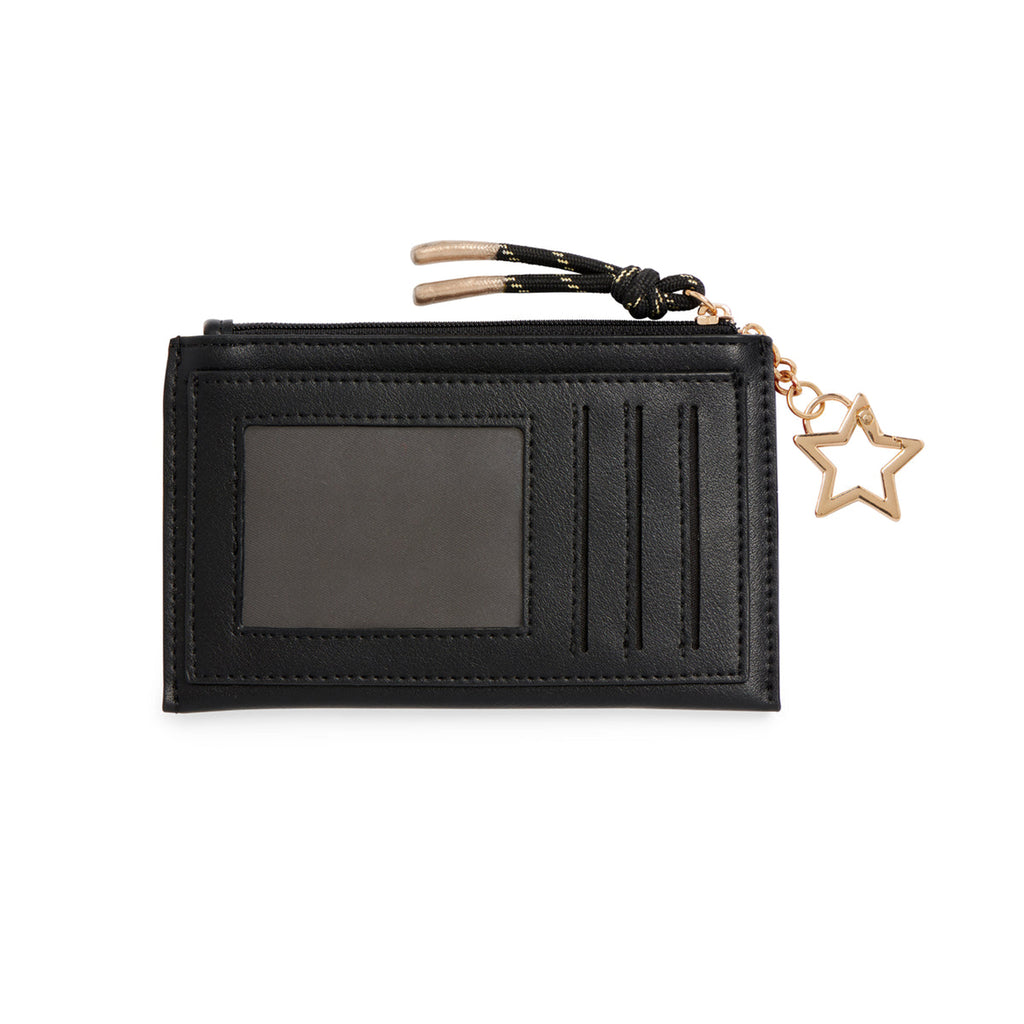 Shiraleah taylor card case in black, front view.