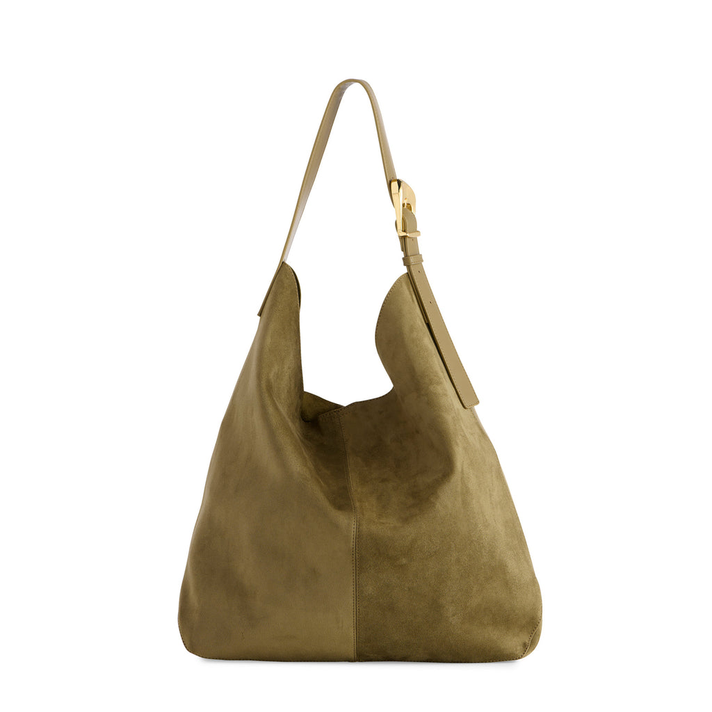 Shiraleah val hobo bag in olive, on a white background.