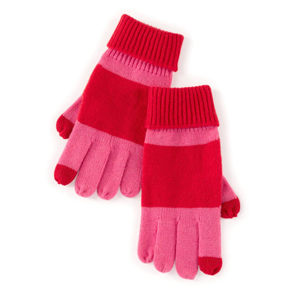 Shiraleah Sammy touchscreen compatible knit winter gloves in red and pink.