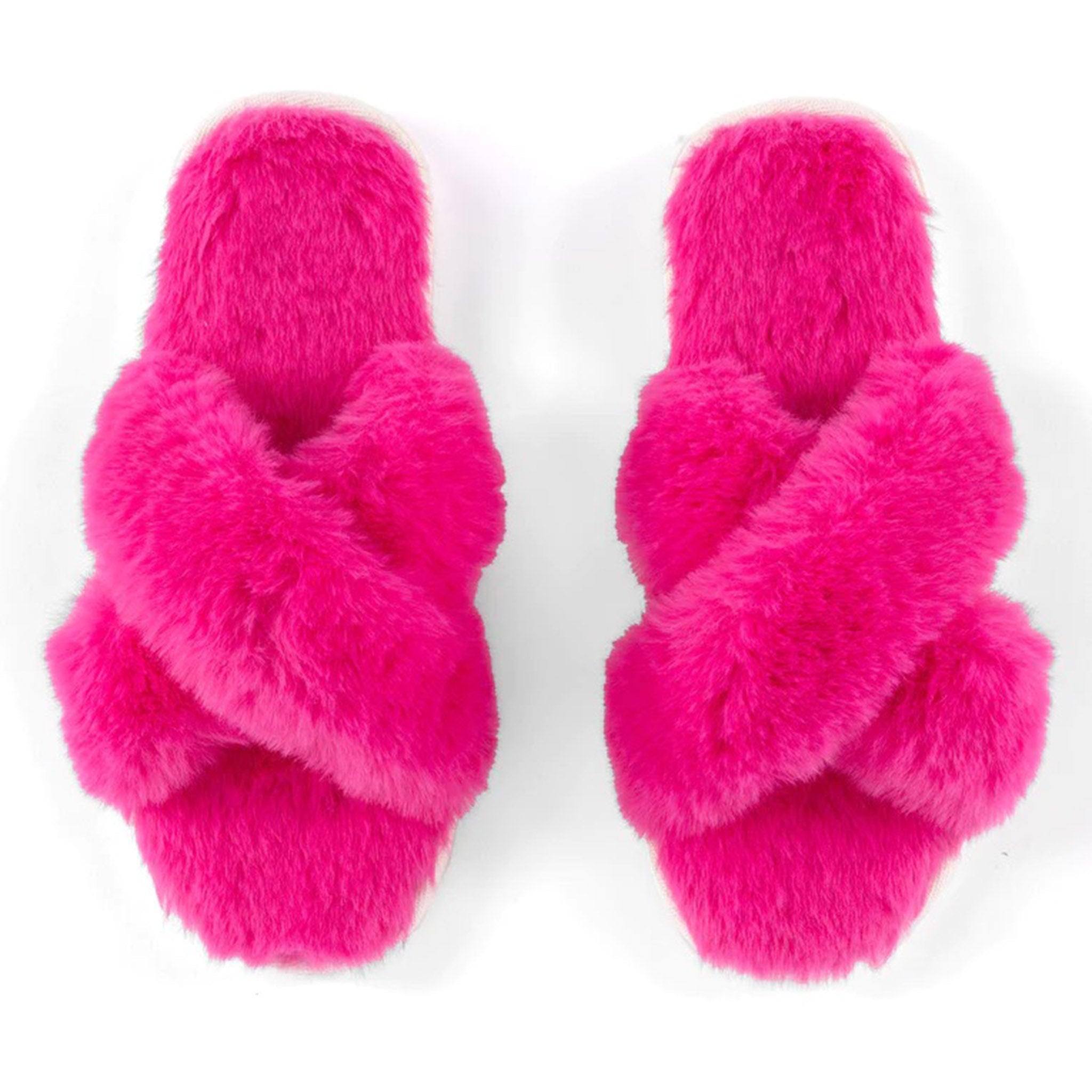 Plush criss cross slippers hot sale