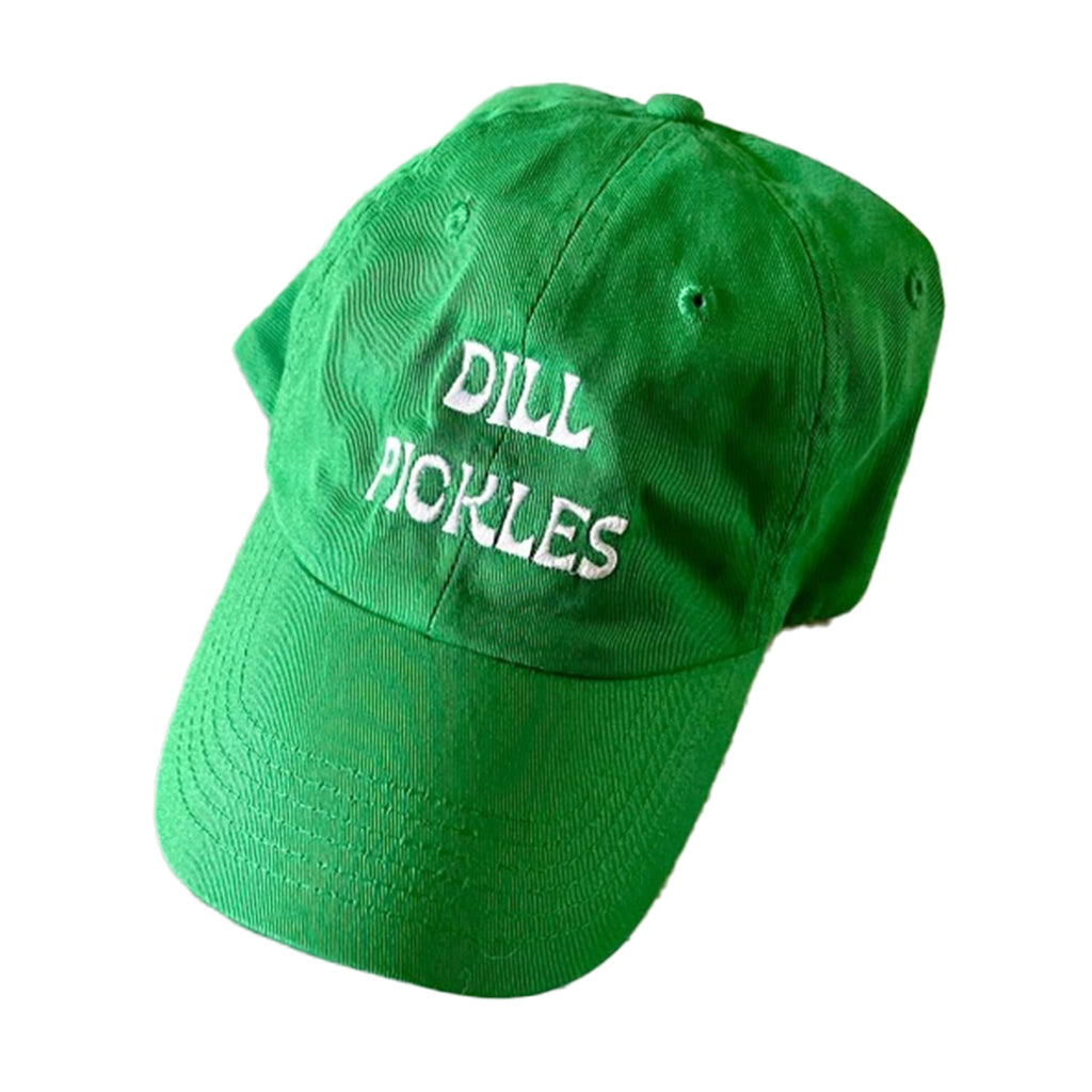 Silver Spider green unisex baseball cap with "dill pickles" in white embroidered letters on the front.