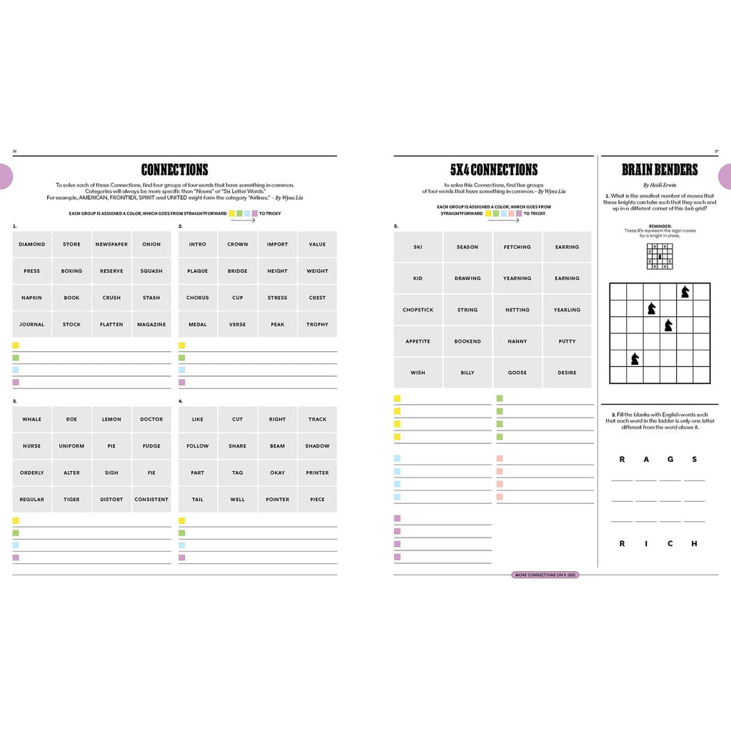 Sample page with Connections games and Brain Benders.