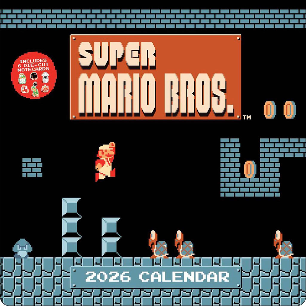 simon schuster super mario bros 8 bit retro 2026 wall calendar
