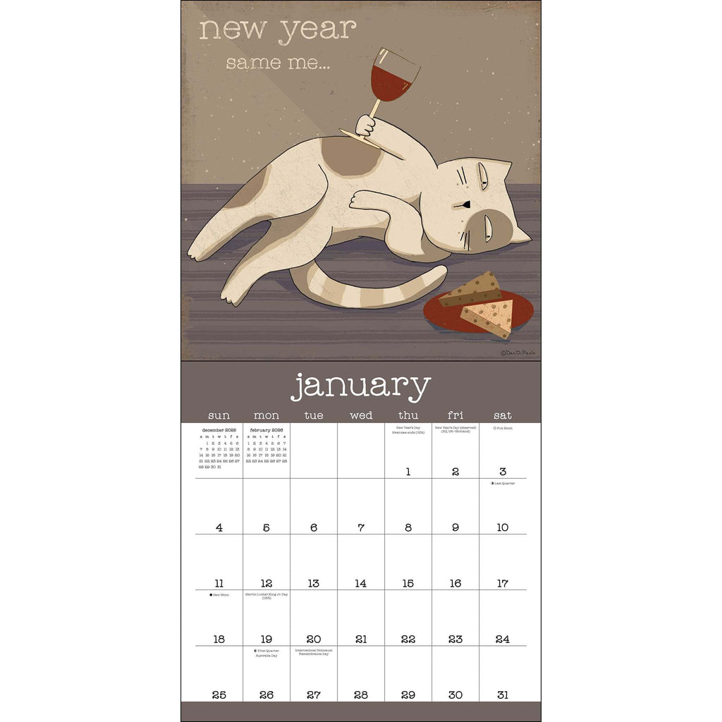 simon schuster a year of Snarky Cats 2026 wall calendar