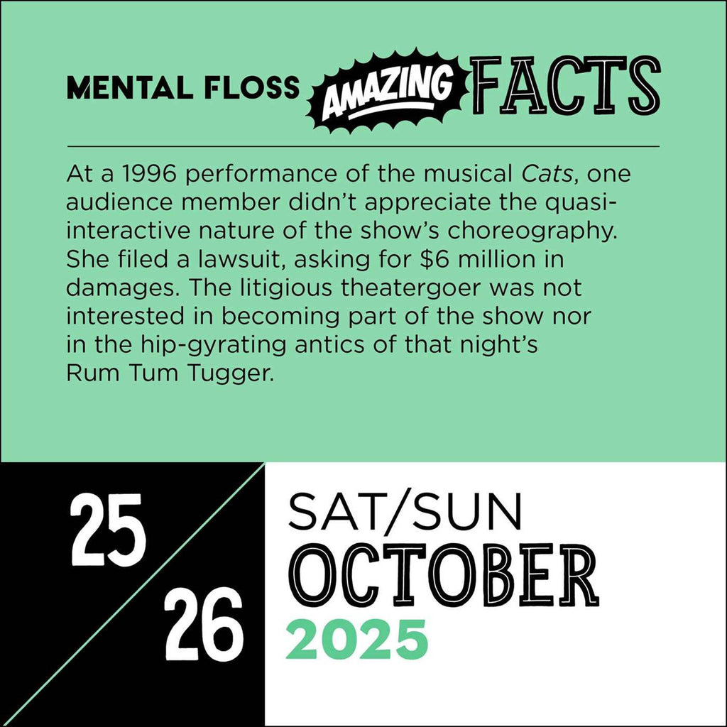 simon schuster amazing facts from mental floss 2025 day to day calendar, sample page.