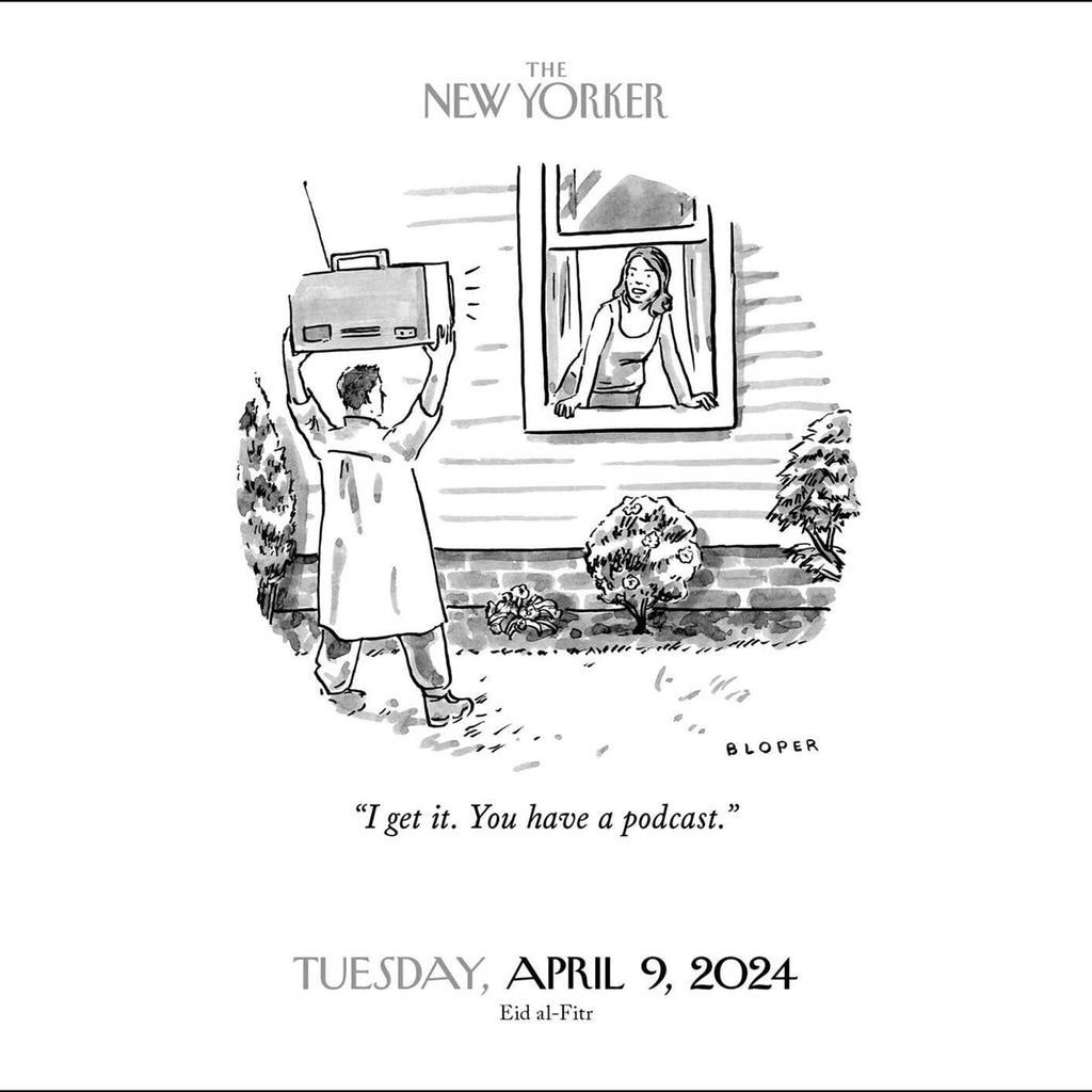 Simon & Schuster 2024 Cartoons from The New Yorker day to day calendar, sample cartoon for April 9th, 2024.