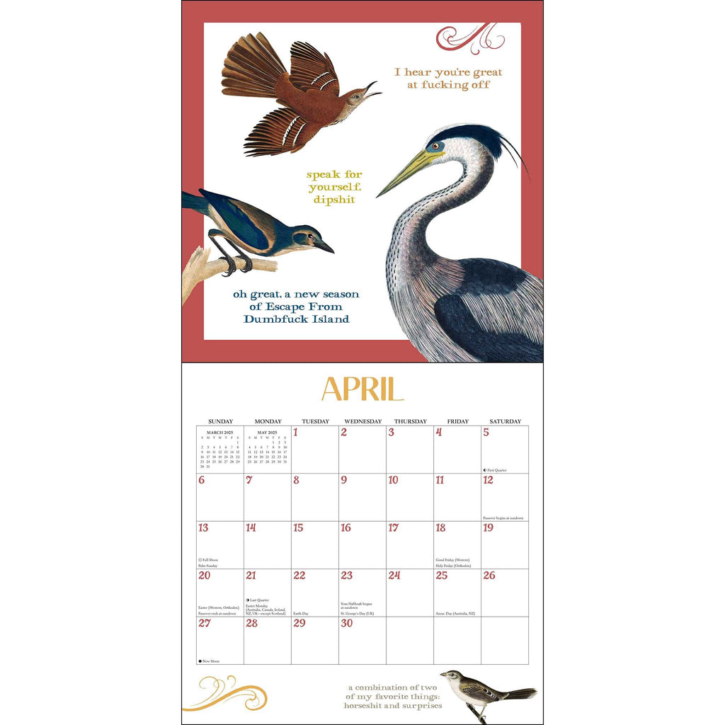 simon schuster effin birds 2025 wall calendar