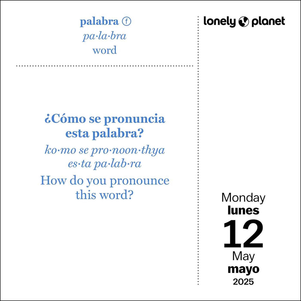 simon schuster lonely planet spanish phrasebook 2025 day to day calendar