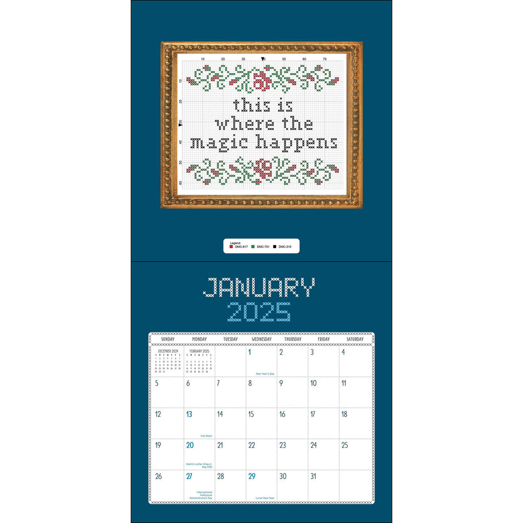 simon schuster subversive cross stitch 2025 wall calendar