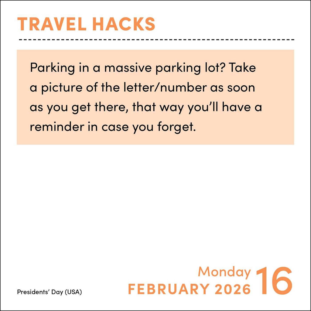 simon schuster travel hacks 2026 day to day calendar
