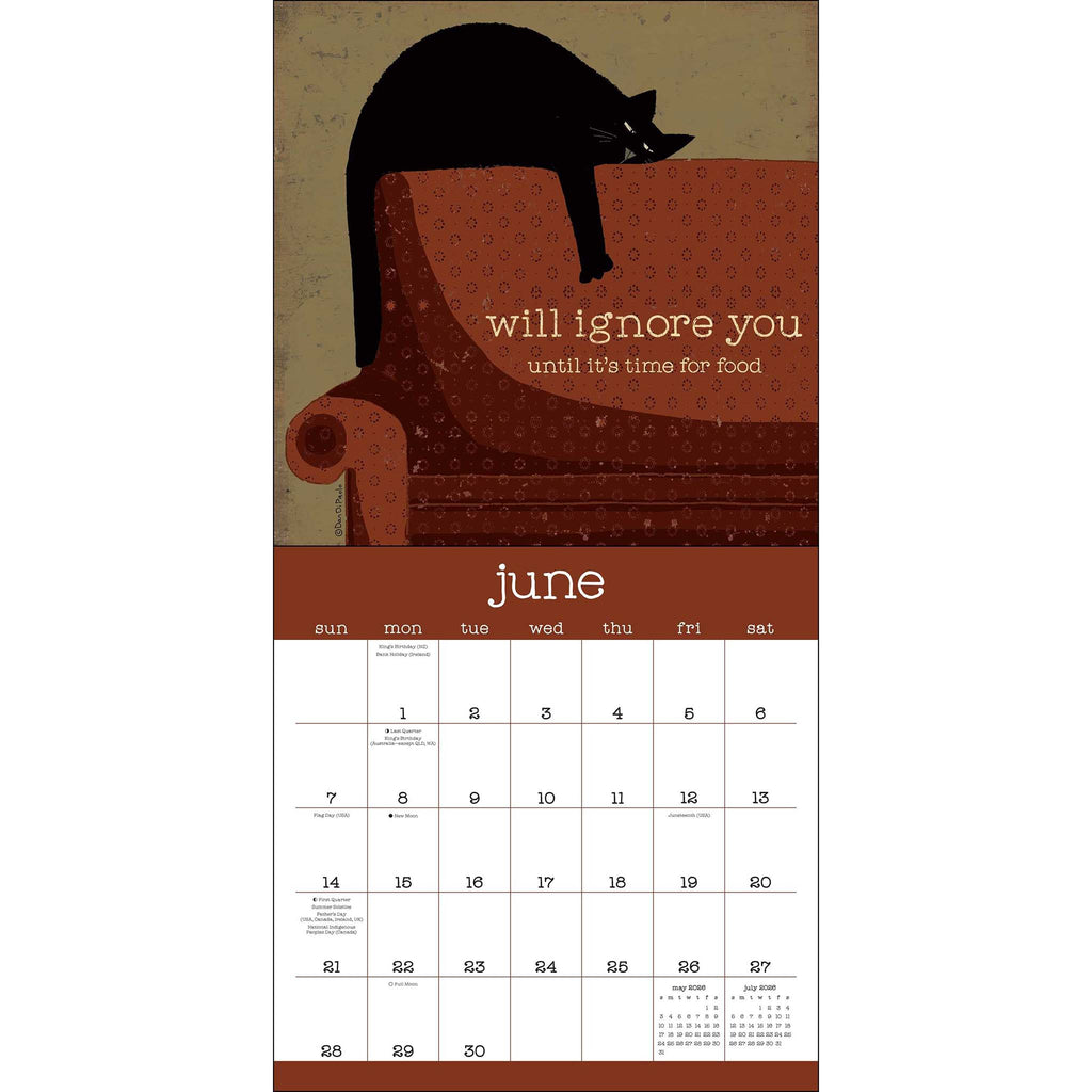 simon schuster a year of Snarky Cats 2026 wall calendar