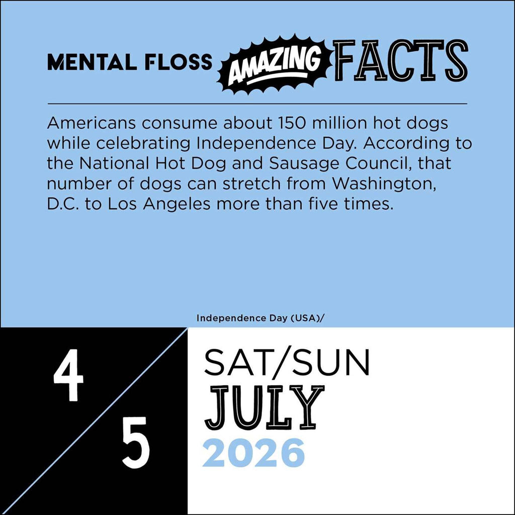 simon schuster amazing facts from mental floss 2026 calendar