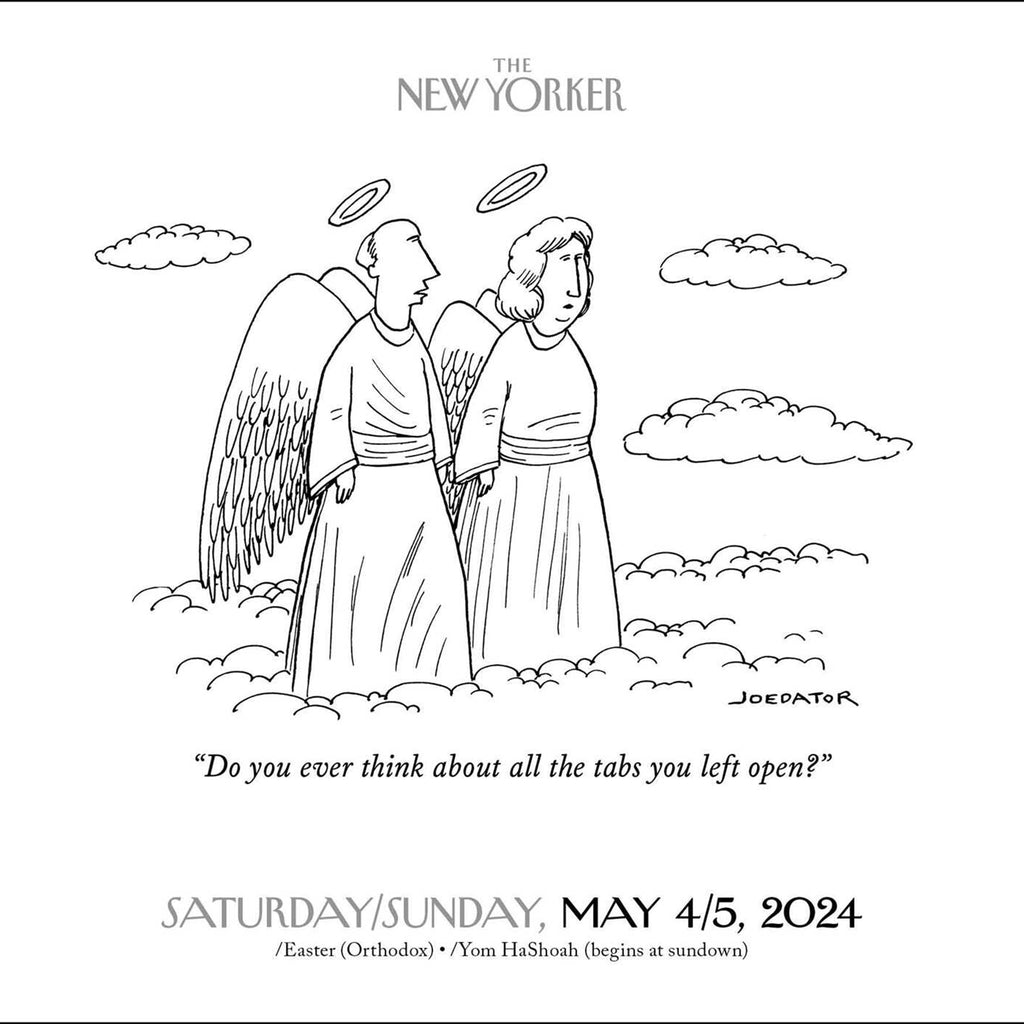 Simon & Schuster 2024 Cartoons from The New Yorker day to day calendar, sample cartoon for May 4th and 5th, 2024.