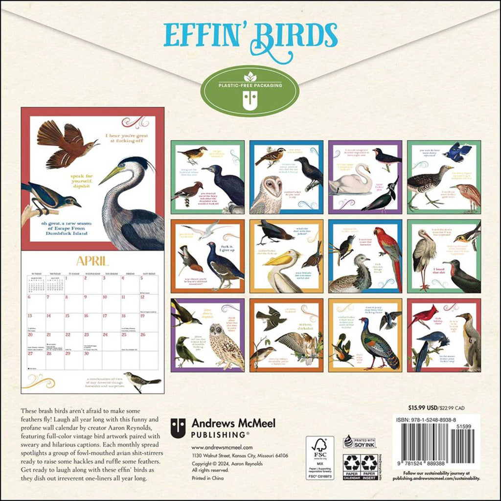 simon schuster effin birds 2025 wall calendar