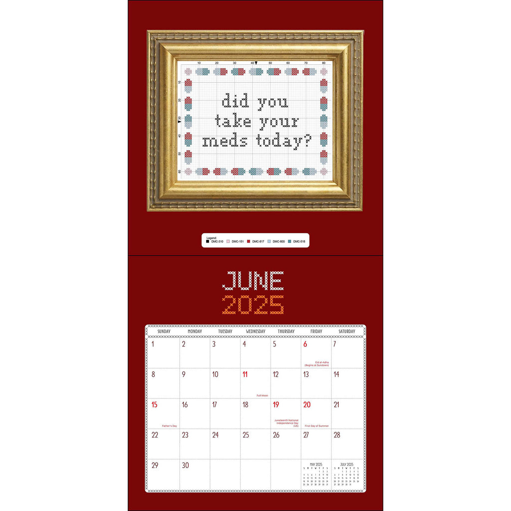 simon schuster subversive cross stitch 2025 wall calendar