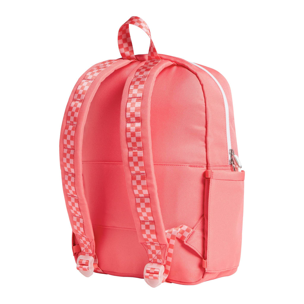 State Bags Kane Kids Backpack in Strawberries, back angle view.