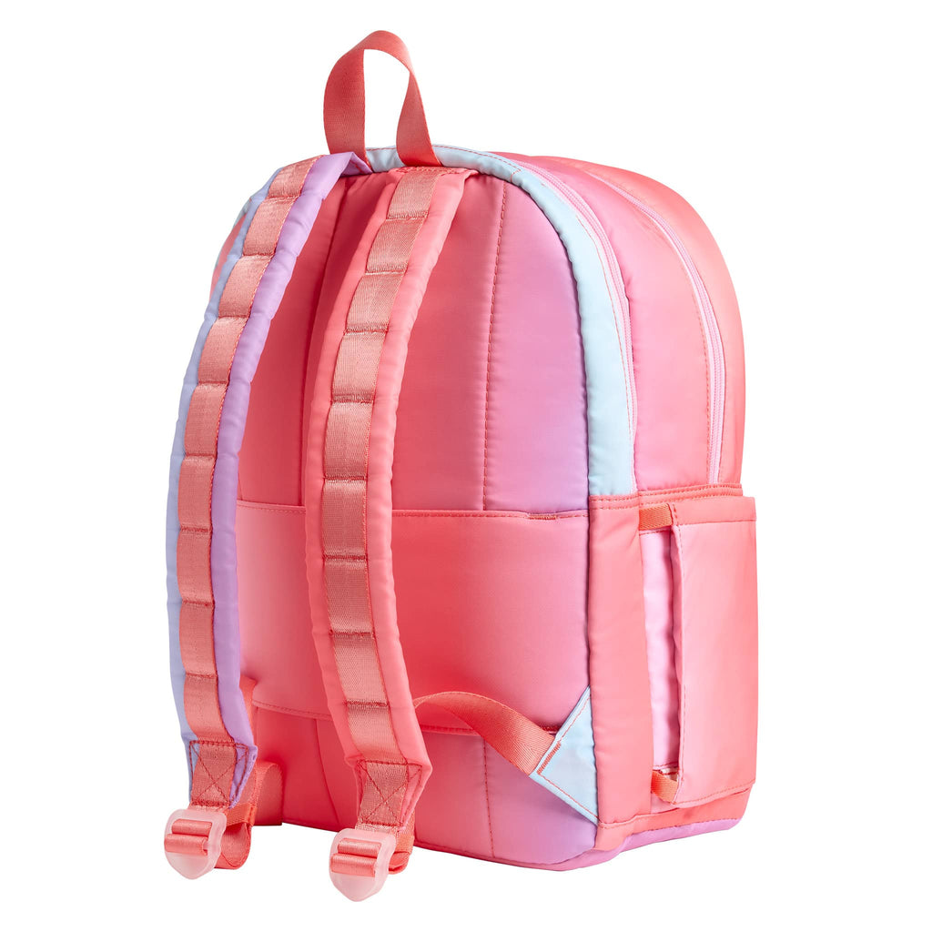 State Bags Kane Kids Double Pocket Backpack in Sunset, back angle view.