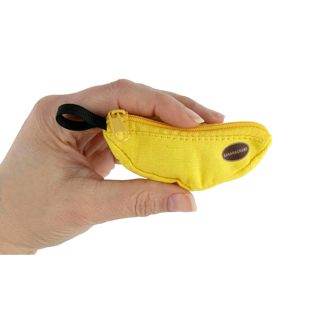 Super Impulse World's Smallest Bananagrams being held in hand.