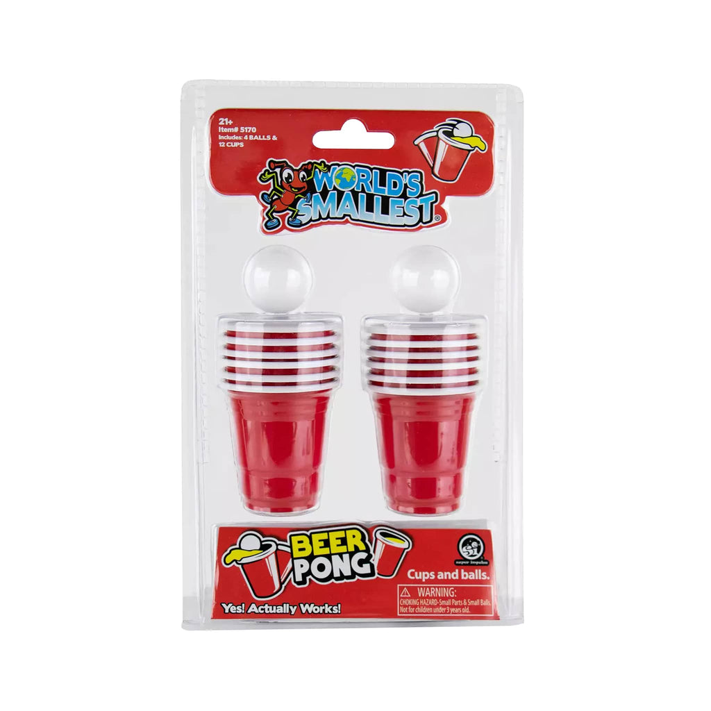World's Smallest Beer Pong game in packaging, on a white background.