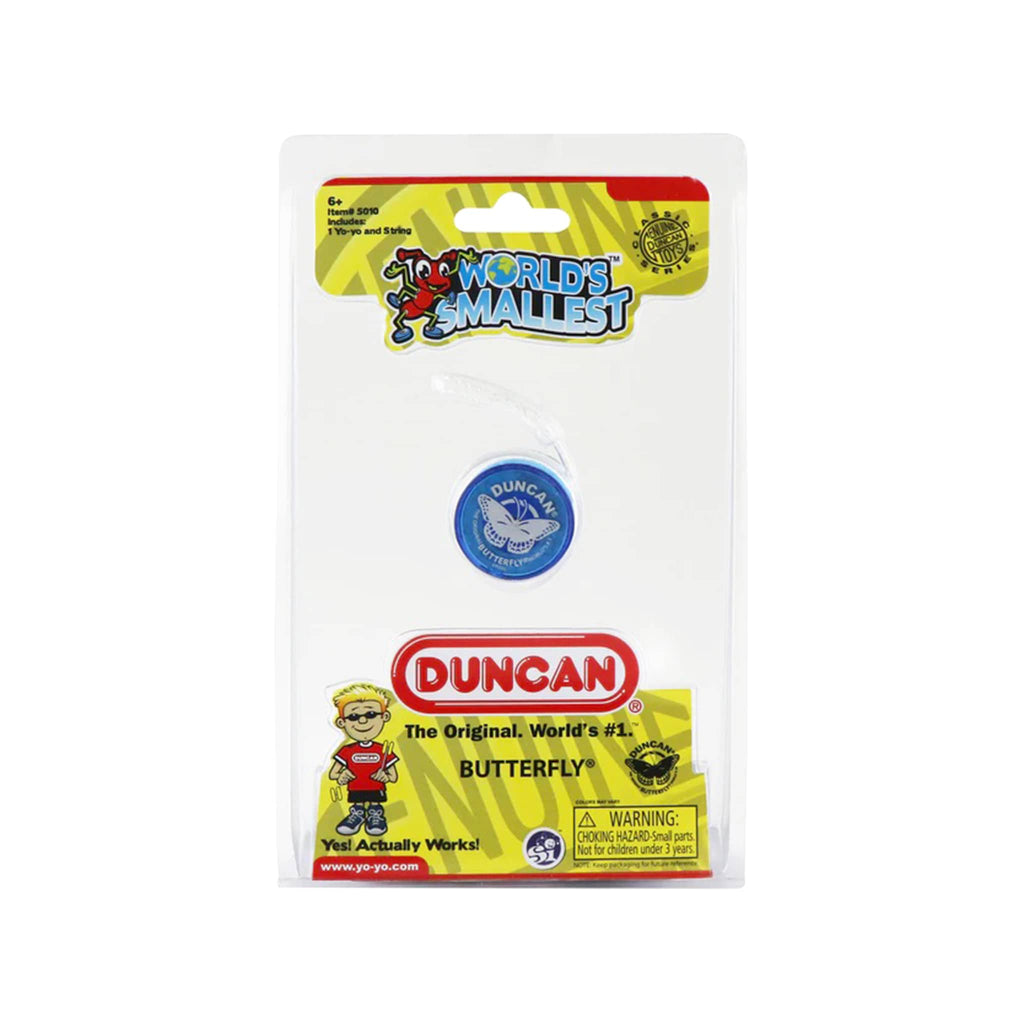 World's Smallest Duncan Butterfly yo-yo packaging on a white background.