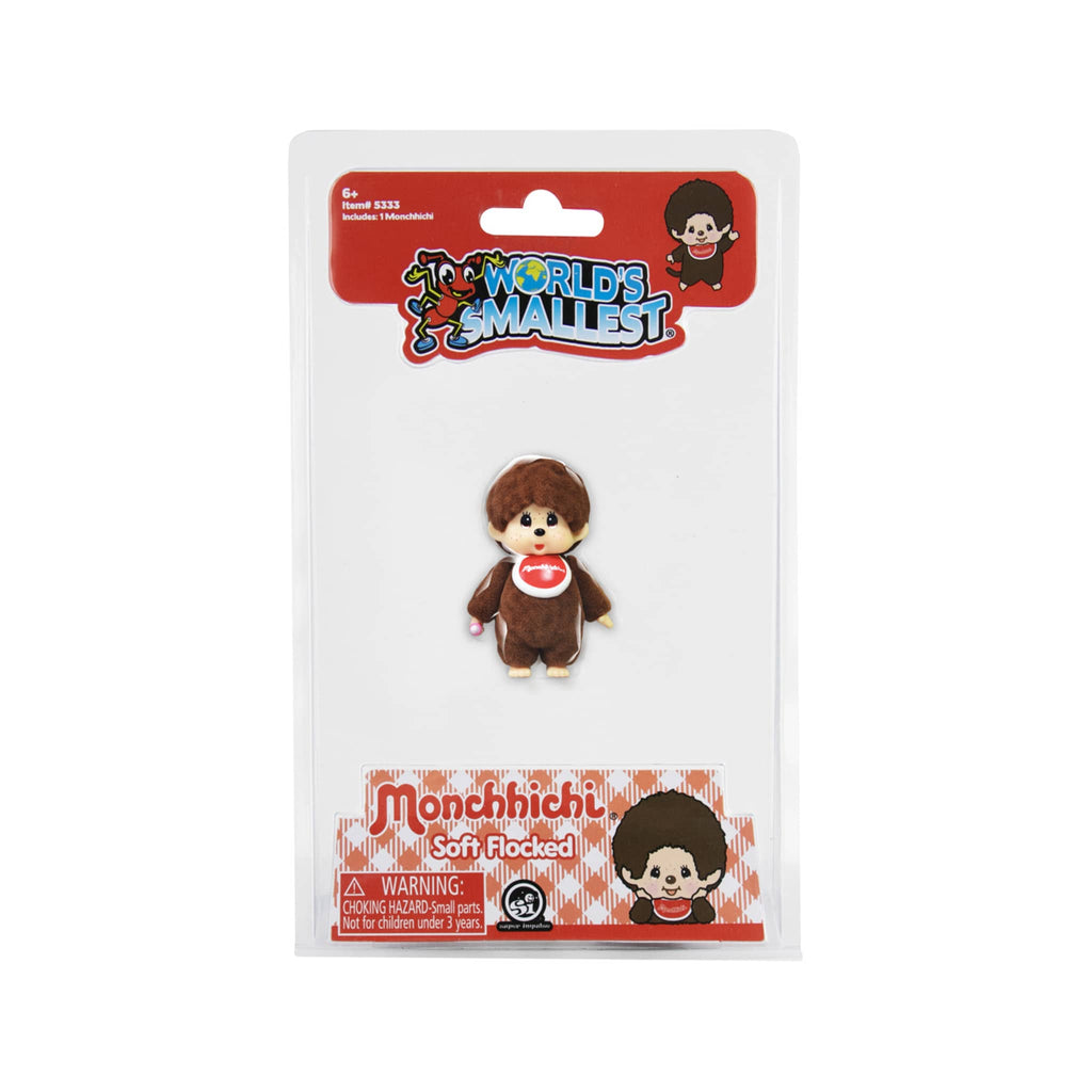 World's Smallest Monchhihi figurine in packaging, on a white background.