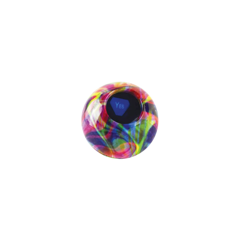 World's Smallest Tie-Dye Magic 8 Ball with "yes" on a white background.