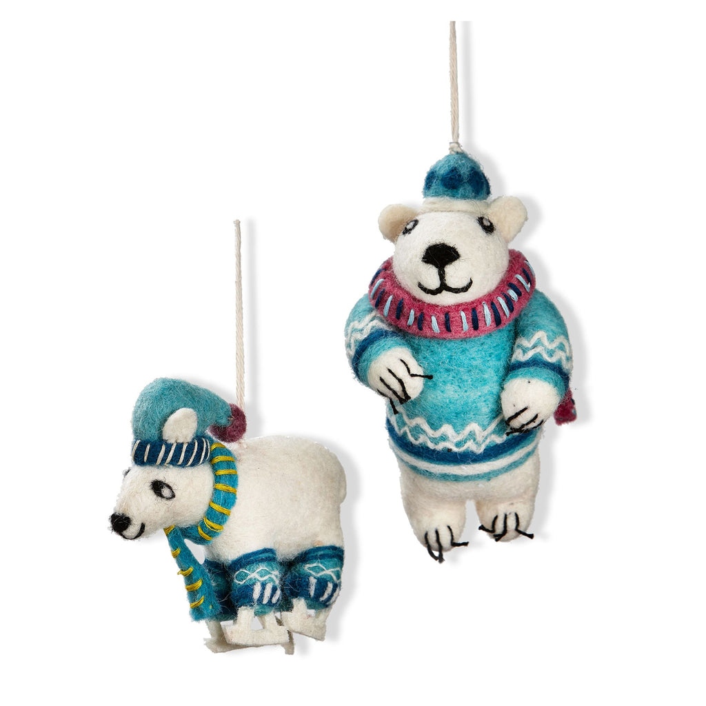 tag polar bear ornament assortment of 2 blue