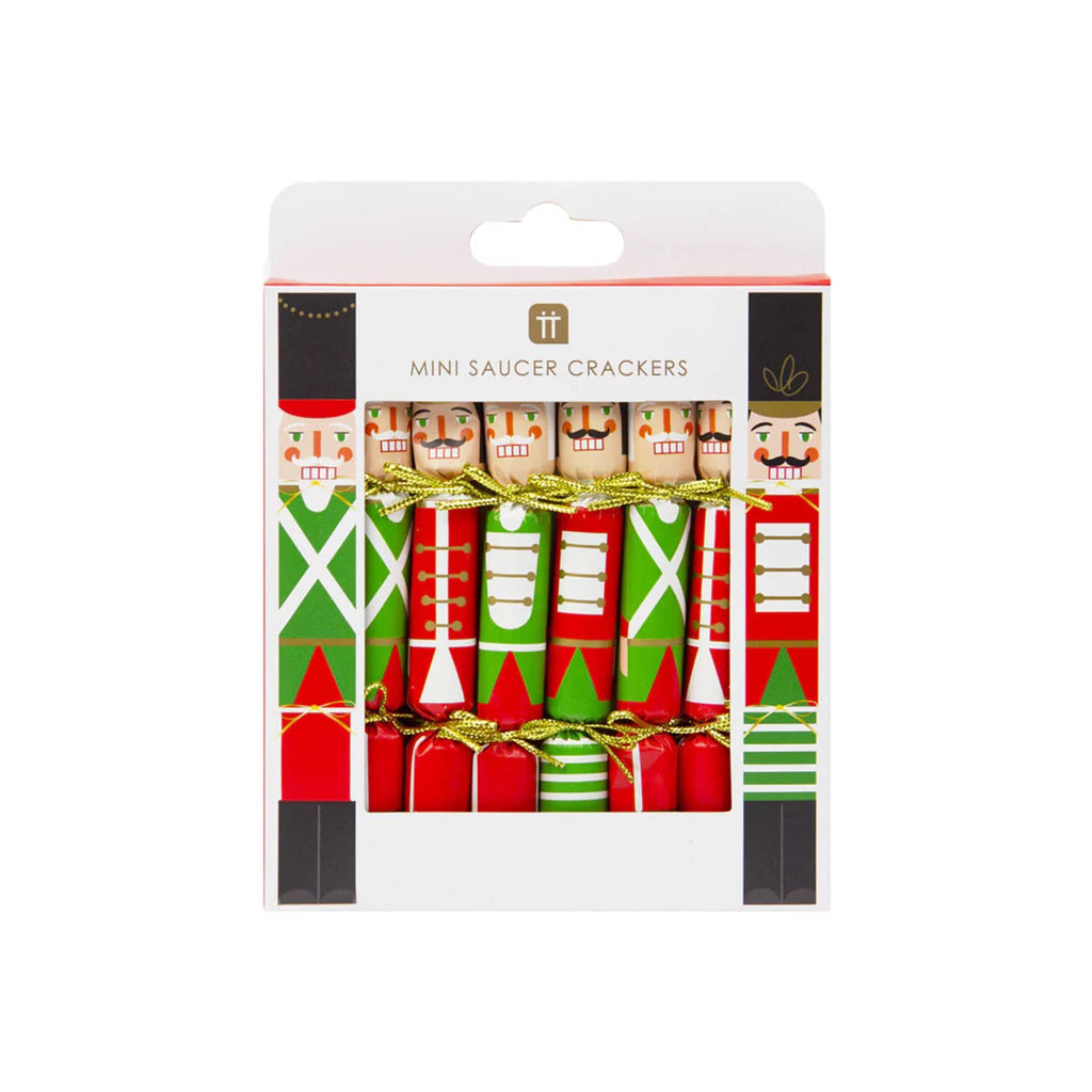 Talking Tables nutcracker mini holiday surprise crackers in box packaging.