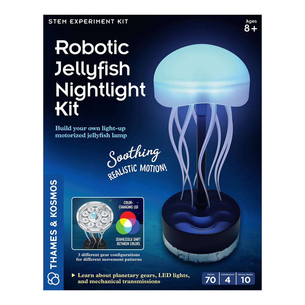 Robotic Jellyfish Nightlight Kit packaging with a jellyfish lamp on a blue background.