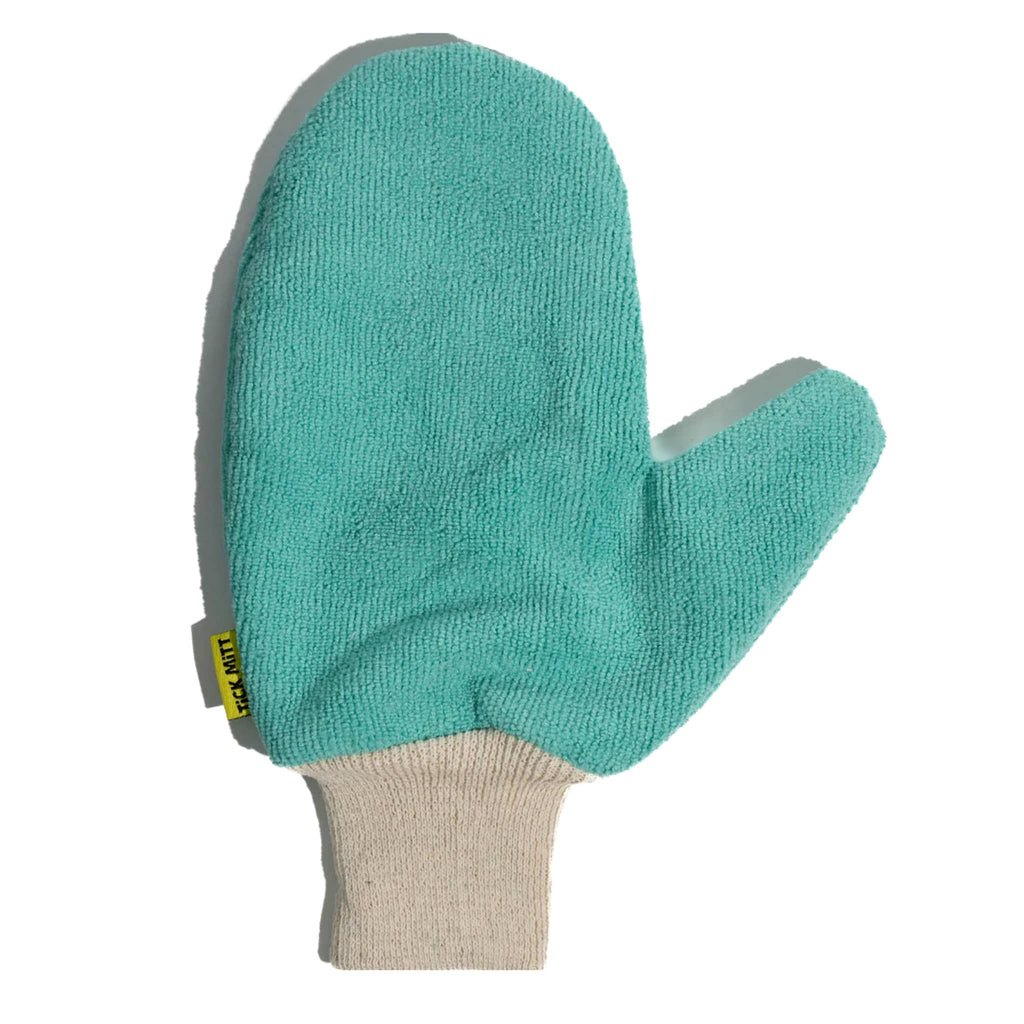 Tick Mitt in blue, adult size, front view.