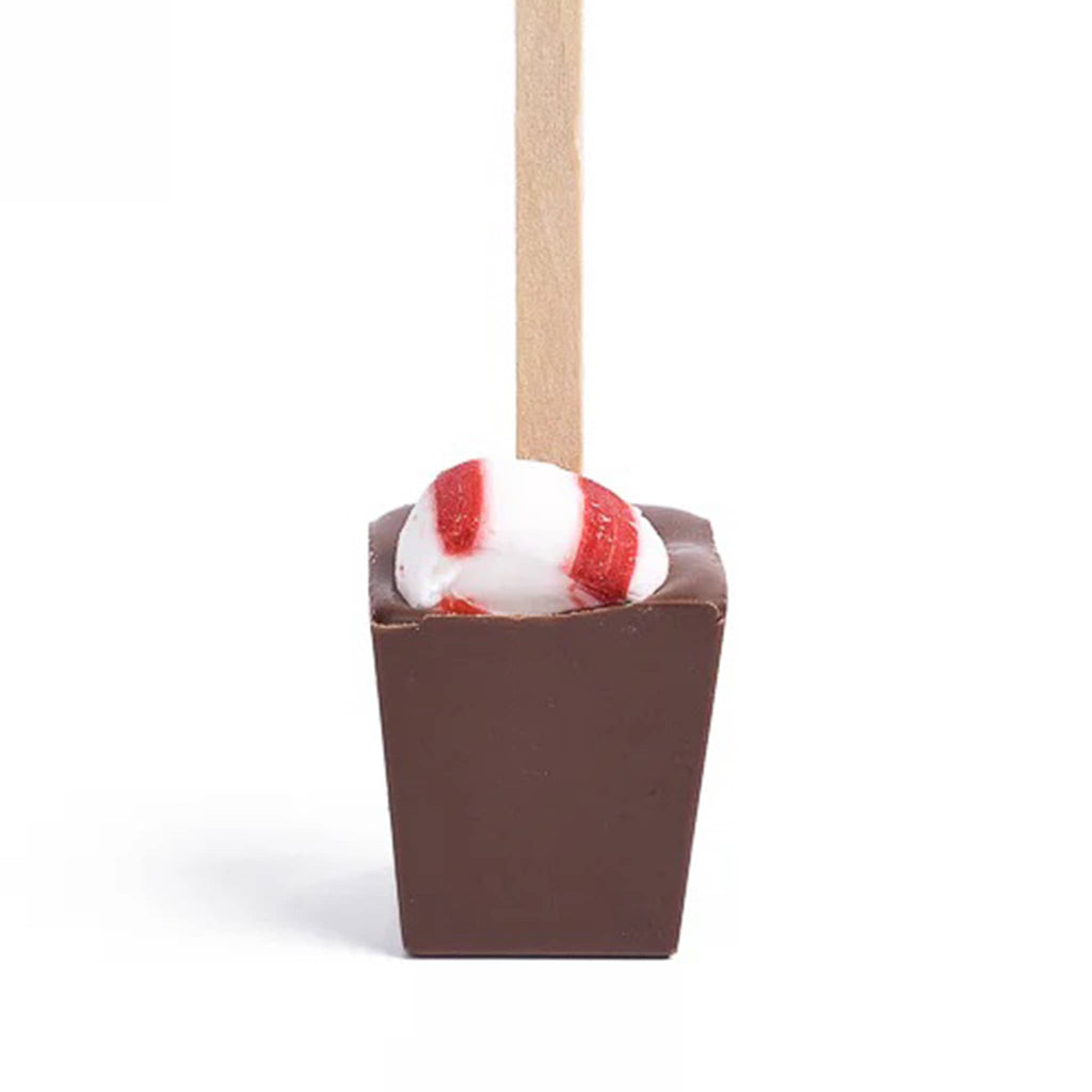 Ticket Chocolate Peppermint Milk Hot Chocolate on a Stick, detail.