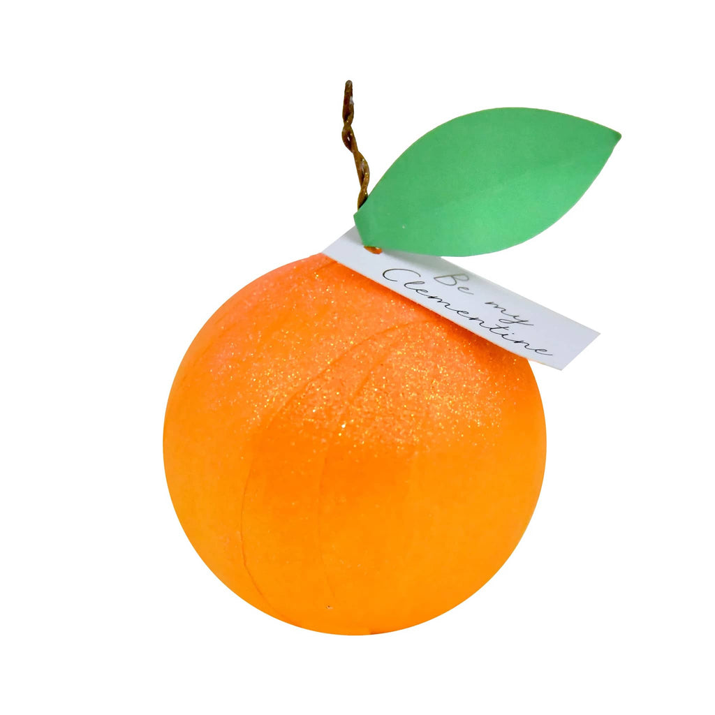 Tops Malibu Clementine mini surprise ball with tag that says "be my clementine."