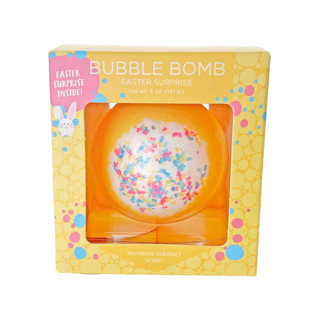 Two Sisters Spa Easter Surprise bubble bath bomb in yellow box packaging.