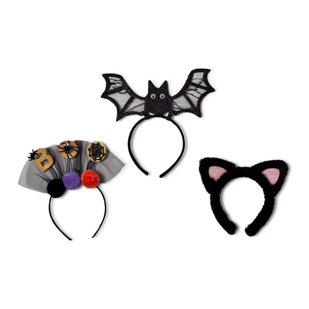Three Halloween-themed headbands on a white background.