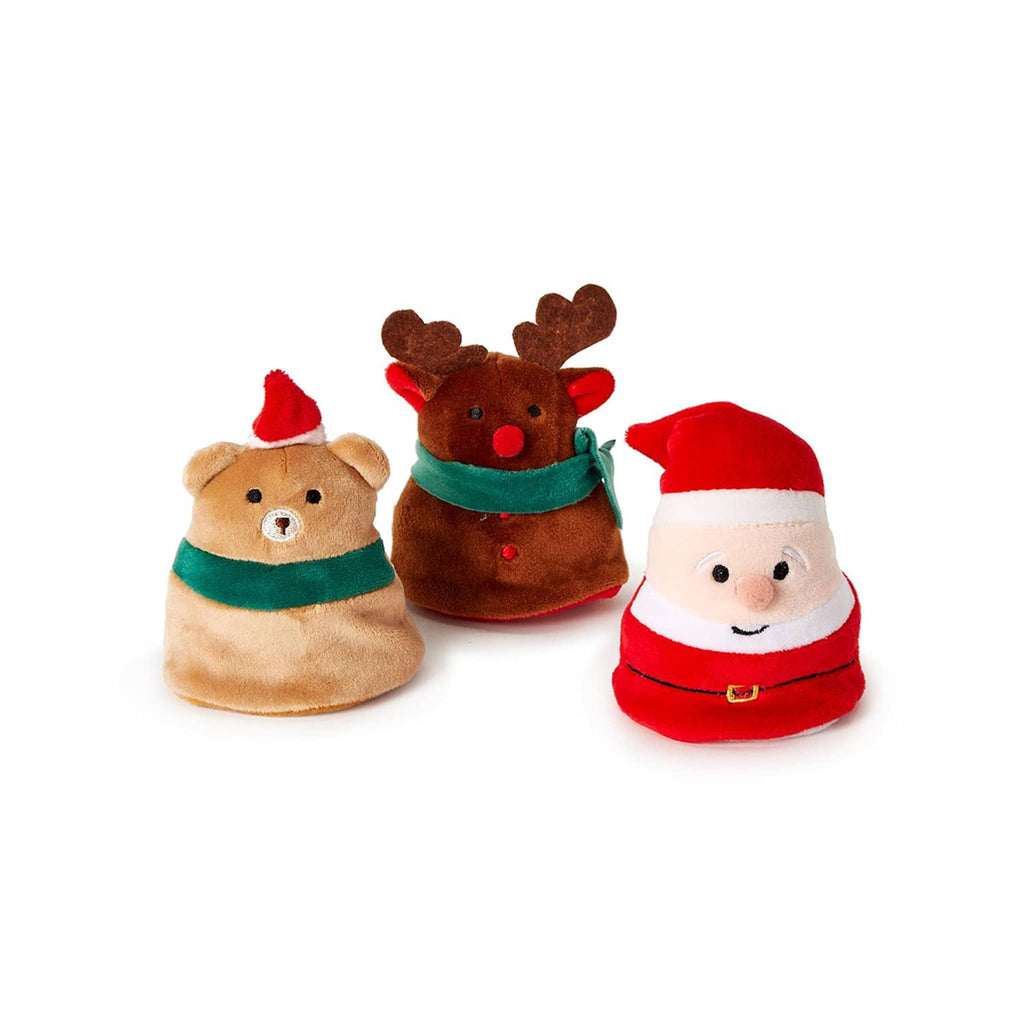 Two's Company holiday surprise 2 in 1 plush toys, 3 styles shown.