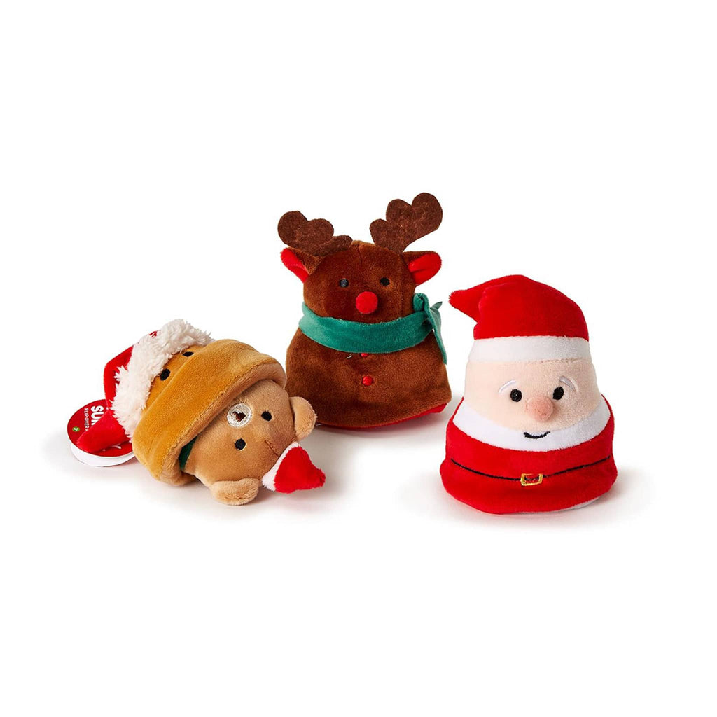 Two's Company holiday surprise 2 in 1 plush toys, 3 styles shown.