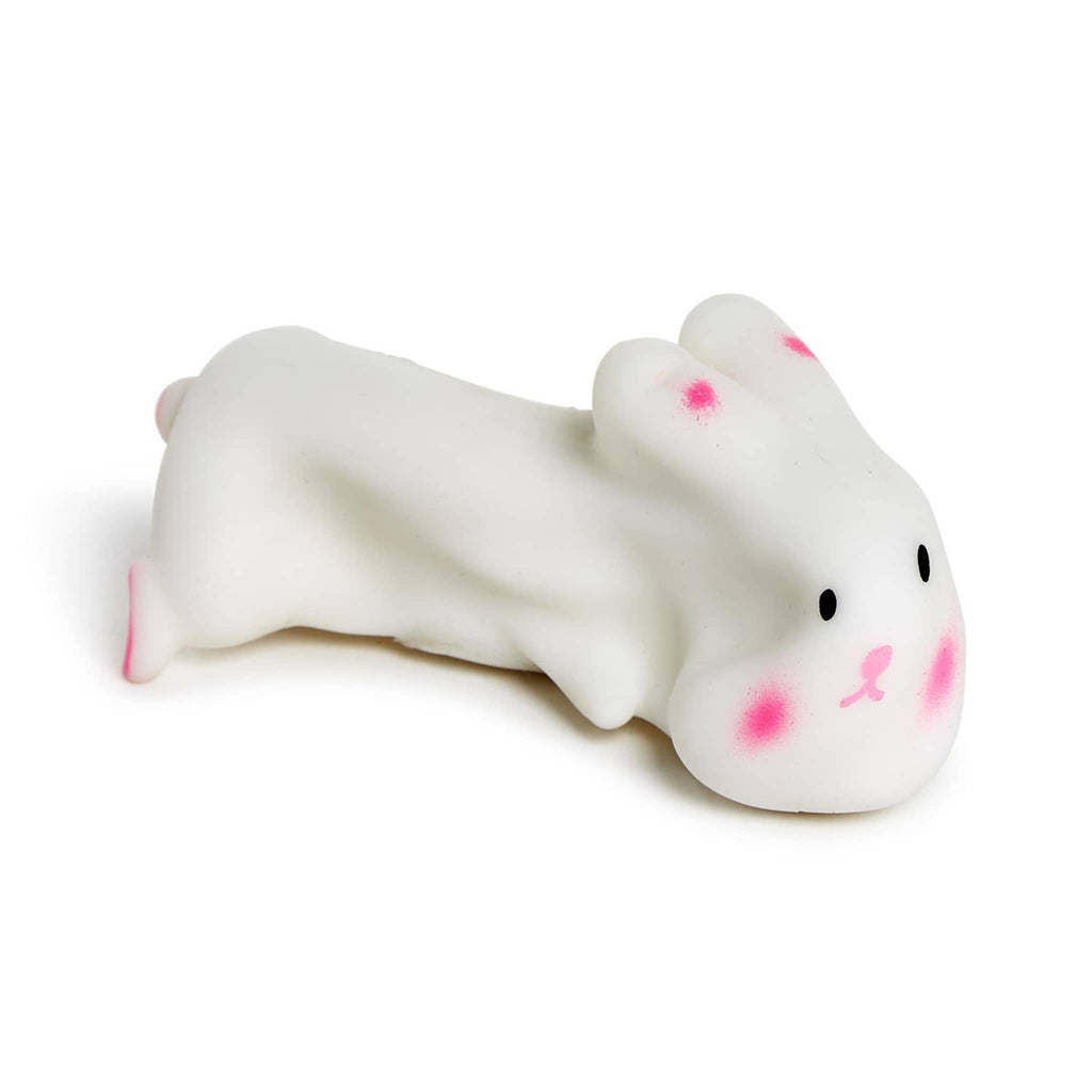 Two's Company Adopt A Bunny stretch and mold white bunny, stretched out.