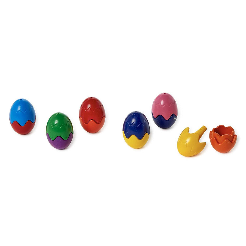 Two's Company Egg-Shaped Crayons, set of 6 shown with one split.