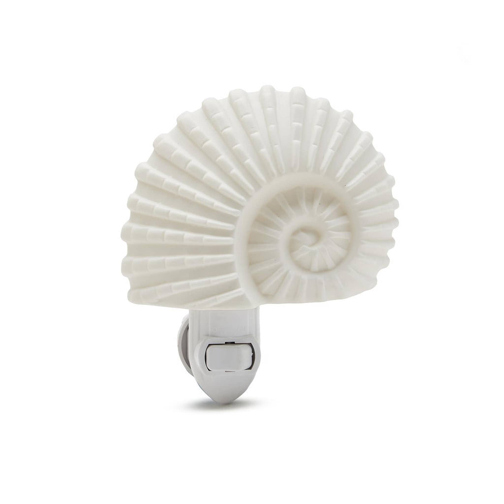 Two's Company Nautilus Shell Decorative Night Light, front view, unlit.