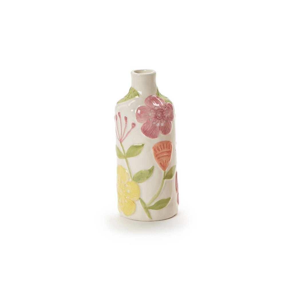 Two's Company Small hand-painted floral relief vase.