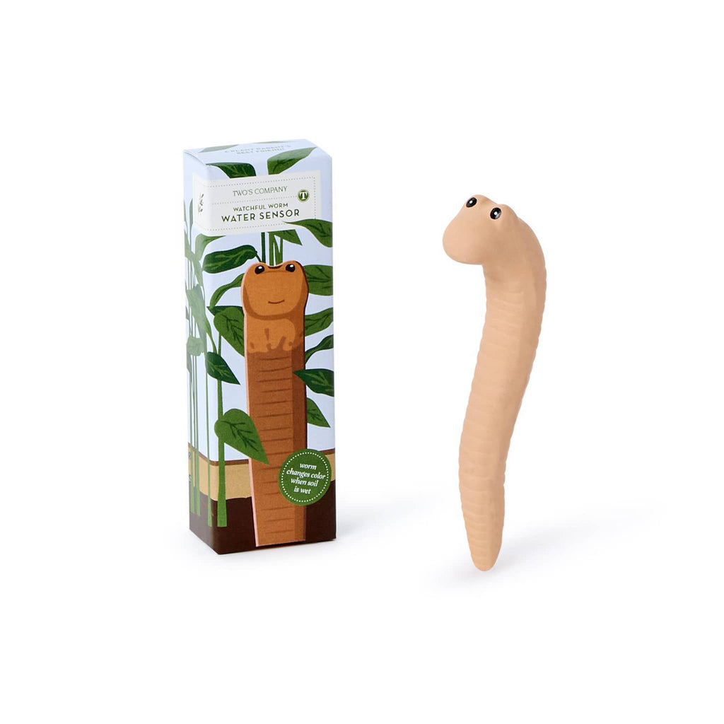 Two's Company Watchful Worm Terracotta Water Sensor with gift box.