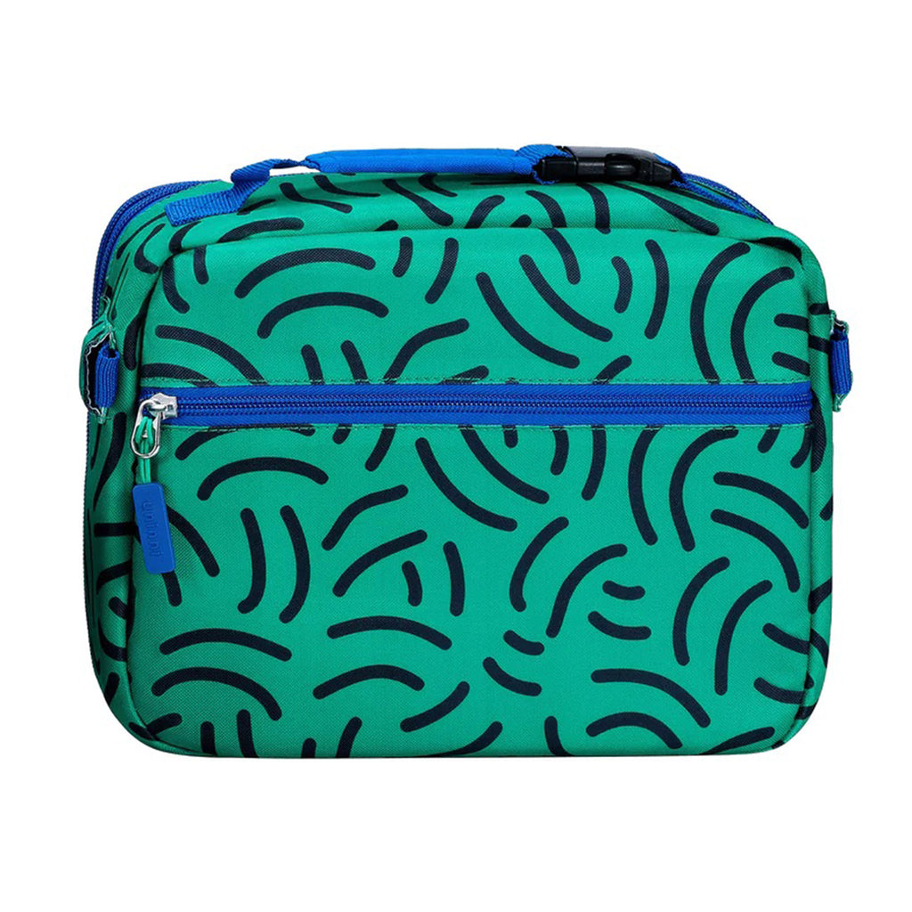 Uninni Brush Strokes Ellis Insulated Lunch Bag, back view with zipper pocket.