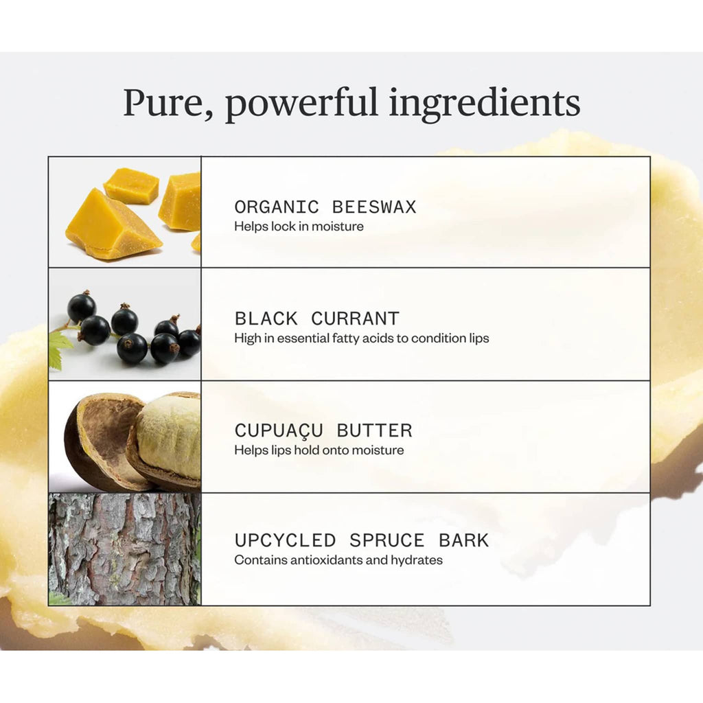 List of pure, powerful natural ingredients with corresponding images and descriptions on a white background.