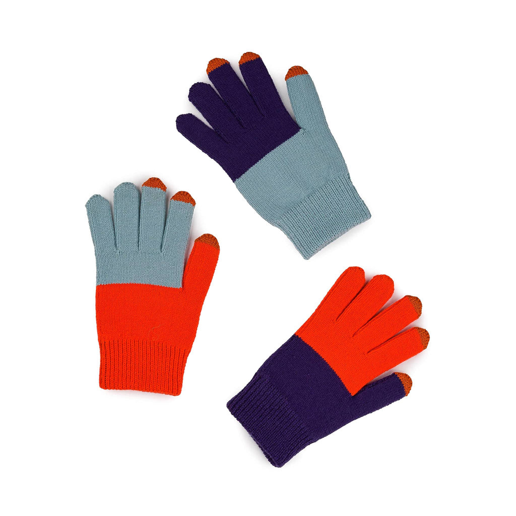 Verloop Kids Pair and a Spare Knit Touchscreen Gloves in Poppy Stone Blue.