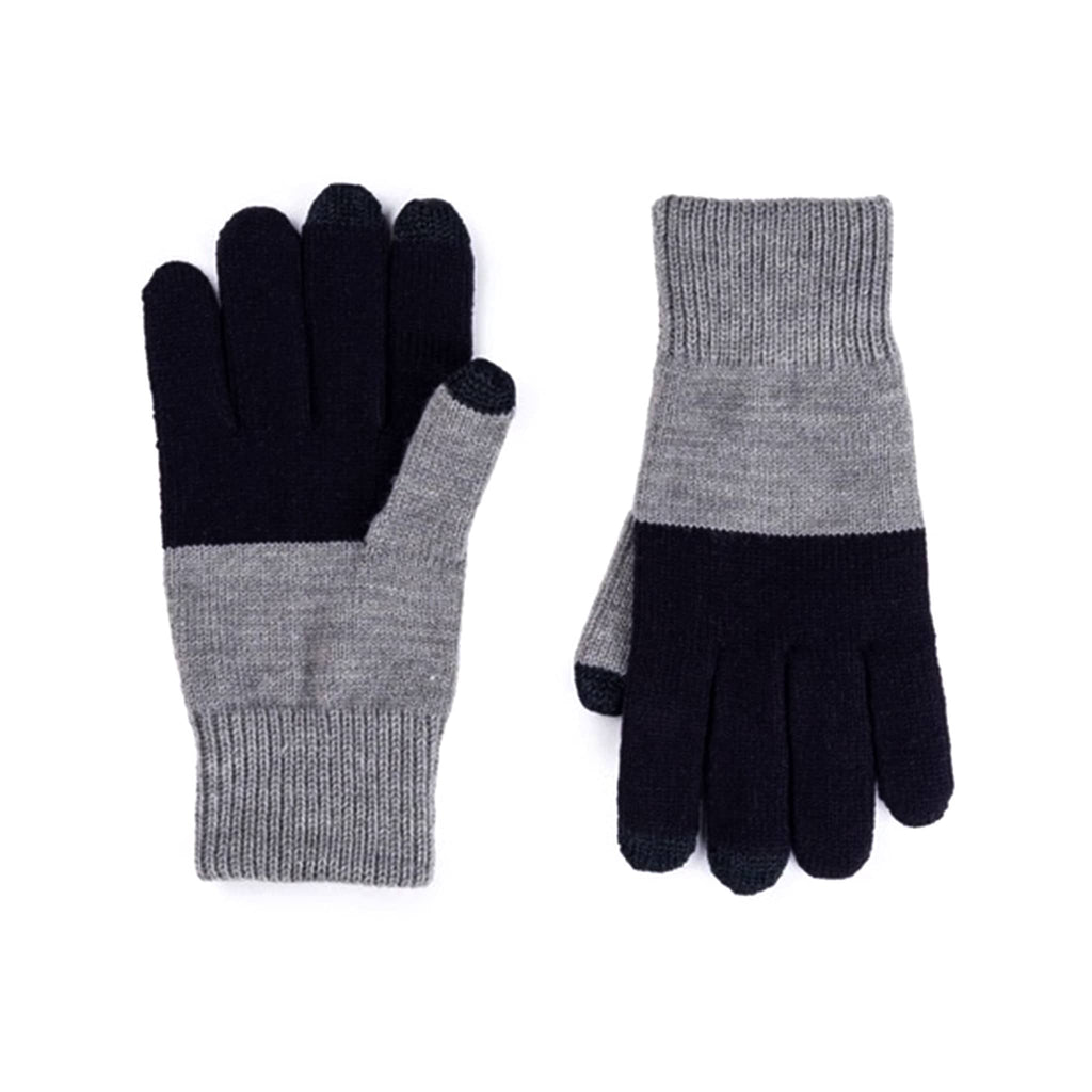 Verloop Extra Large Black and Gray Colorblock Touchscreen Friendly Winter Gloves, pair showing top and bottom, side by side.