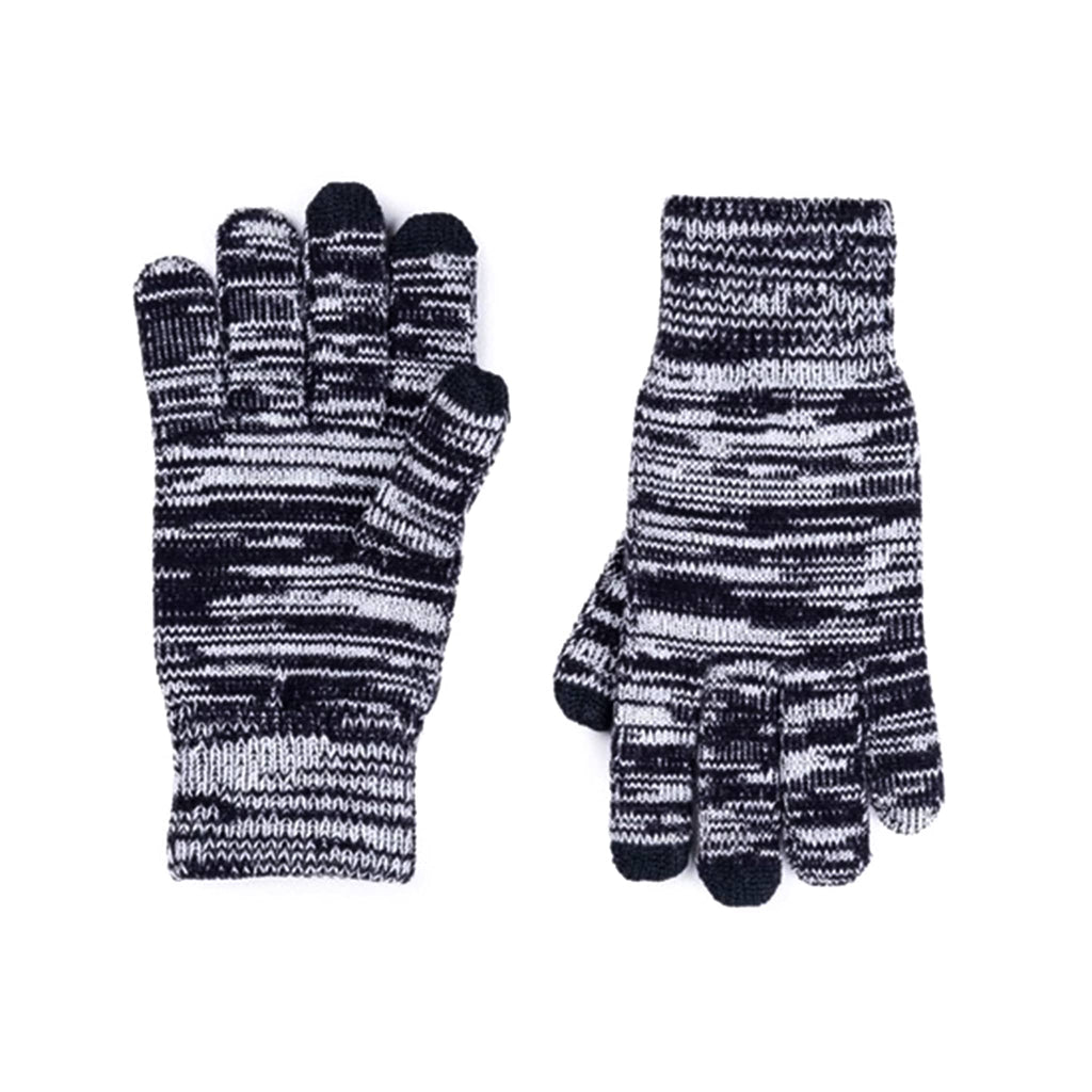 Verloop Extra Large Black and White Twist Knit Touchscreen Friendly Winter Gloves, pair showing top and bottom, side by side.