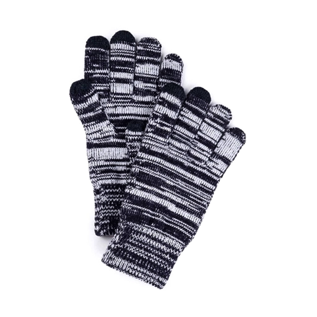 Verloop Extra Large Black and White Twist Knit Touchscreen Friendly Winter Gloves, pair showing top and bottom, stacked.